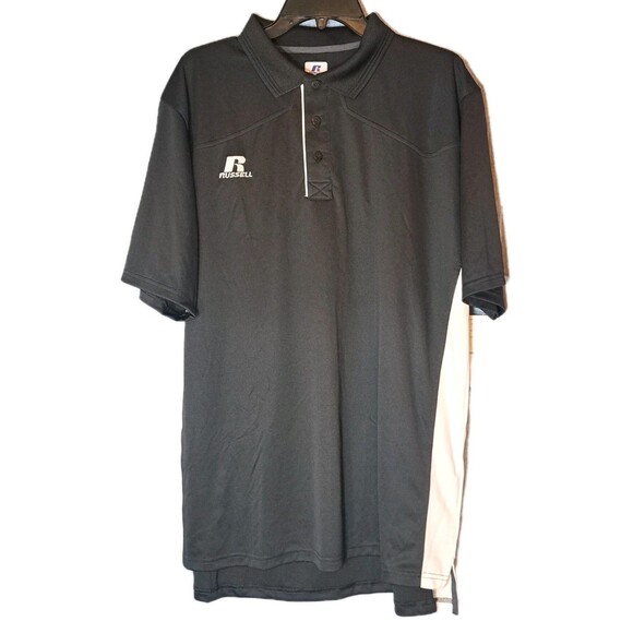 NEW Russell Athletic Men's XL Dri Fit Polo Shirt Black & White Coach NWT X Large - Picture 1 of 5